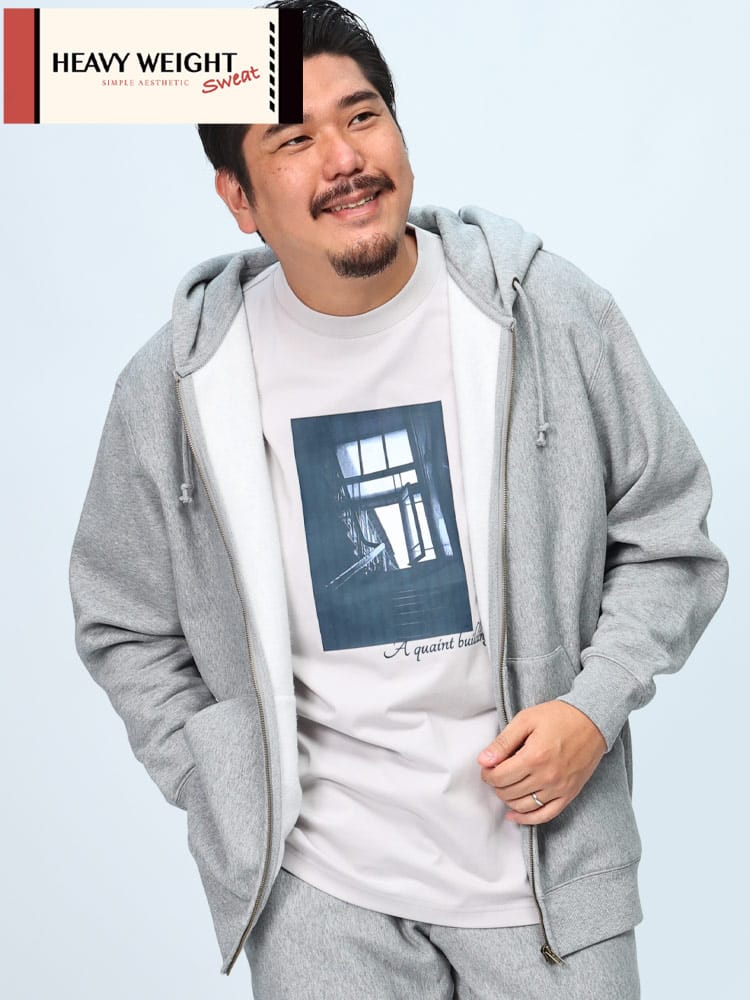 ヘビーウェイト スウェット ジップパーカー トップス アウター 長袖 大きいサイズ メンズ