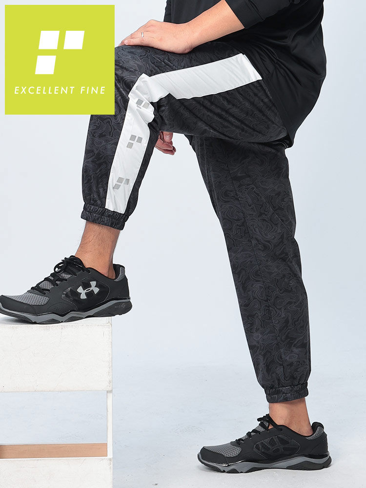 ライン パンツ ストレッチ 総柄 ボトムス スポーツ トレーニング ロングパンツ 大きいサイズ メンズ