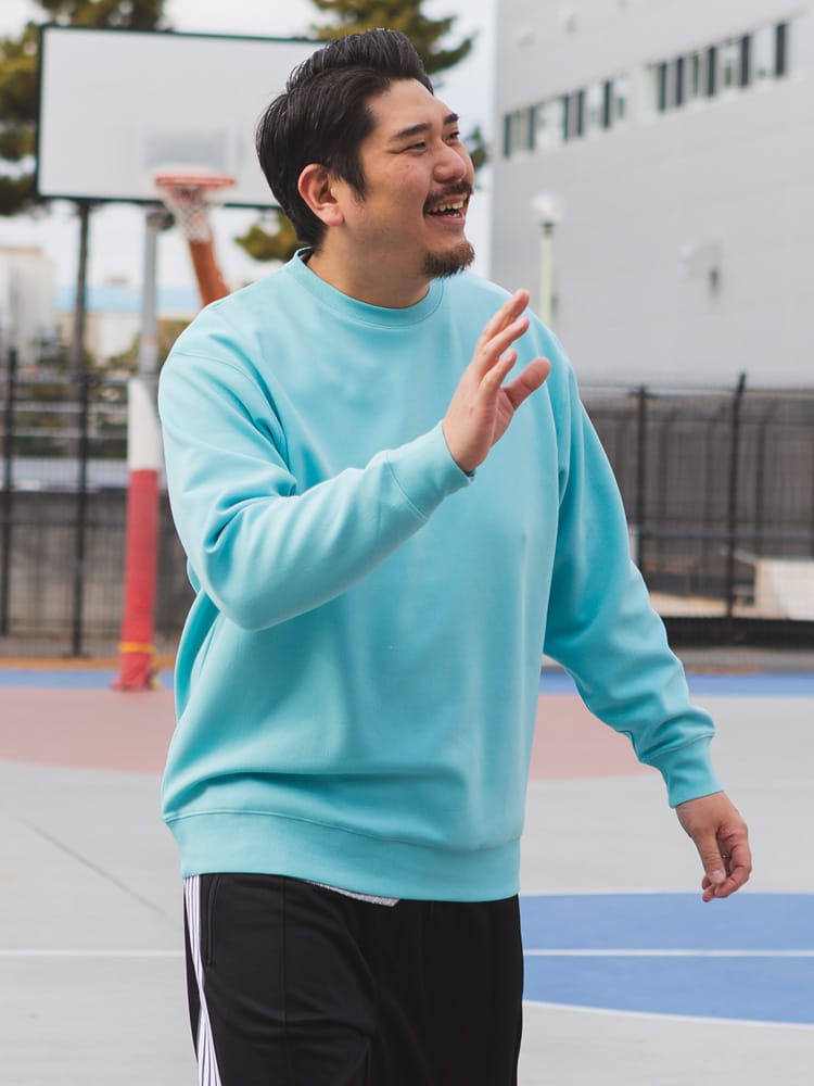 スウェットシャツ ストレッチ 軽量 ふわかる ポンチ素材 無地 トップス トレーナー プルオーバー 長袖 伸びる シンプル 春 大きいサイズ メンズ