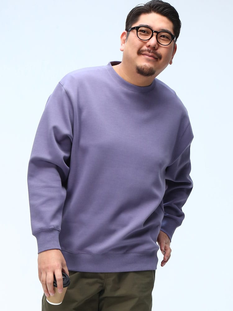 スウェットシャツ ストレッチ 軽量 ふわかる ポンチ素材 無地 トップス トレーナー プルオーバー 長袖 伸びる シンプル 春 大きいサイズ メンズ