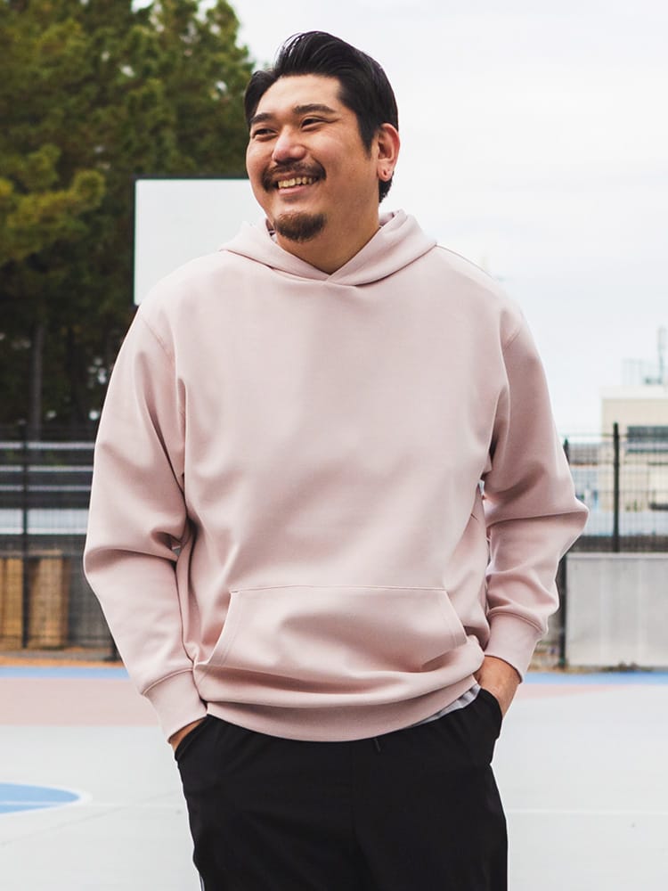 プルオーバー パーカー ストレッチ 軽量 ふわかる ポンチ素材 トップス 長袖 スウェット 伸びる シンプル 春 大きいサイズ メンズ