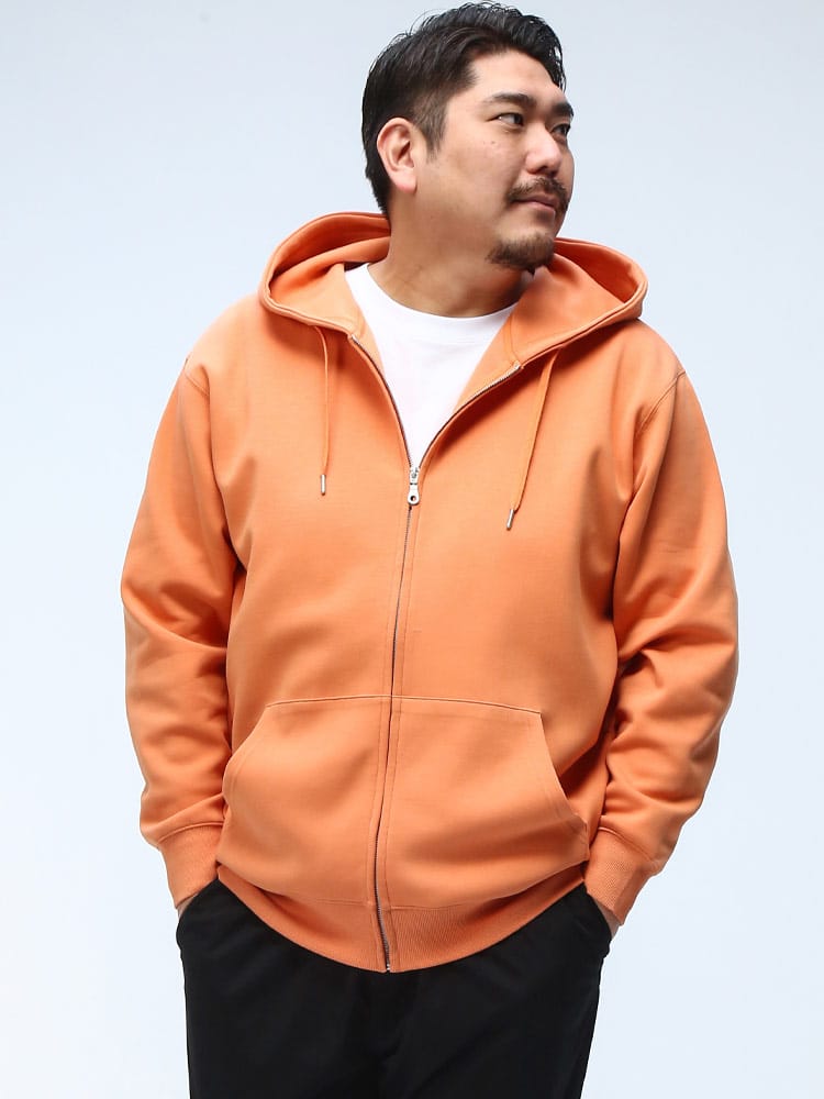 ジップパーカー ストレッチ 軽量 ふわかる ポンチ素材  トップス 長袖 フード スウェット シンプル 春 大きいサイズ メンズ