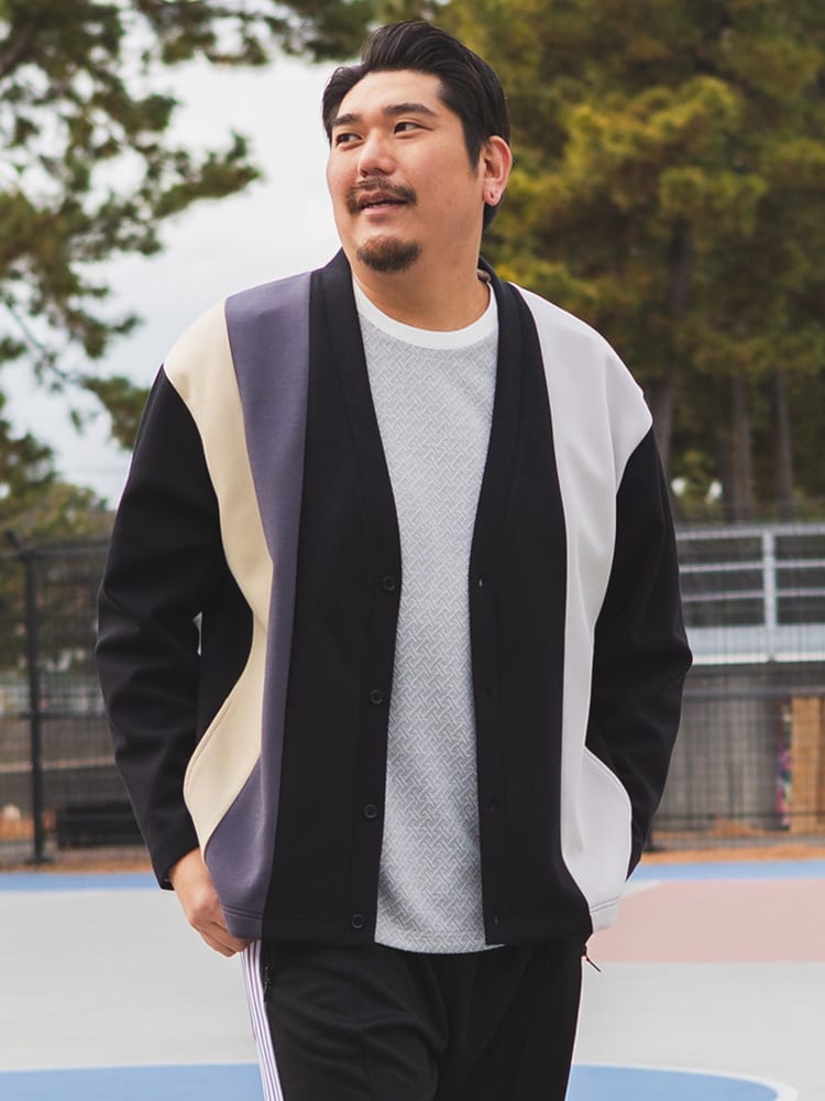  Vネック カーディガン ストレッチ 軽量 ふわかる ポンチ素材 トップス 伸びる 羽織 ボタン 春 大きいサイズ メンズ