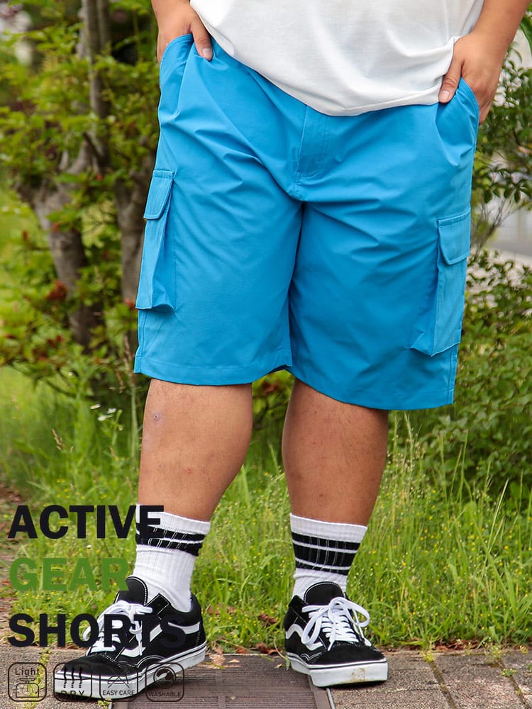 ショートパンツ ストレッチ サイドポケット アクティブ ギアショーツ  ボトムス スポーツ アウトドア 春 夏 大きいサイズ メンズ