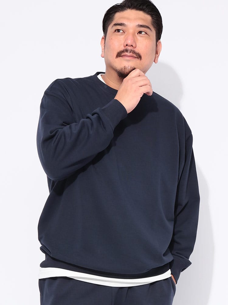 スウェット トレーナー 裏毛 リブ クルーネック トップス トレーナー スエット 無地 軽量 大きいサイズ メンズ