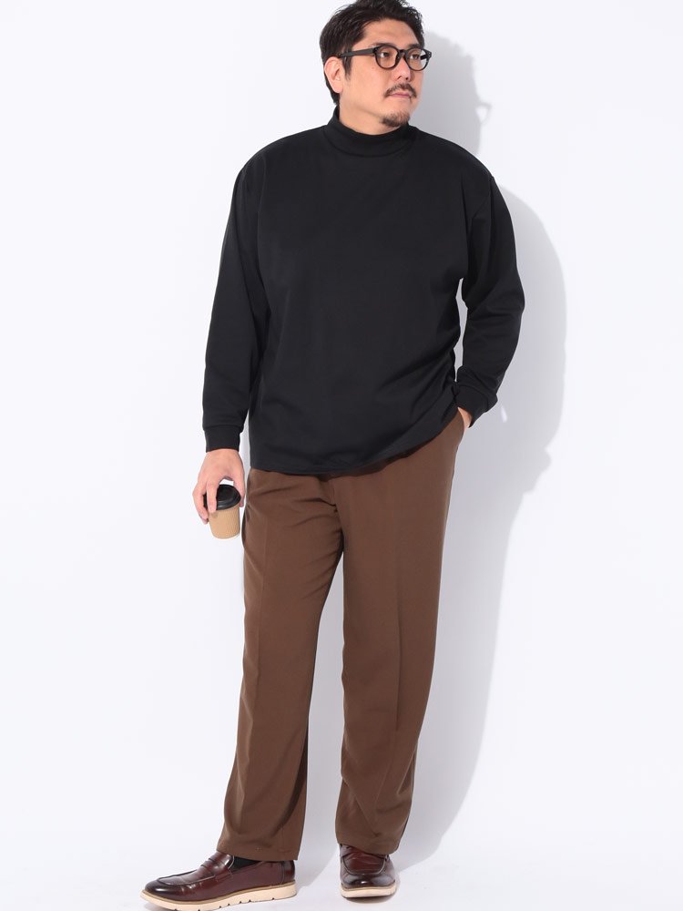 長袖 Tシャツ +WARM ブラッシュド ポンチ モックネック トップス T