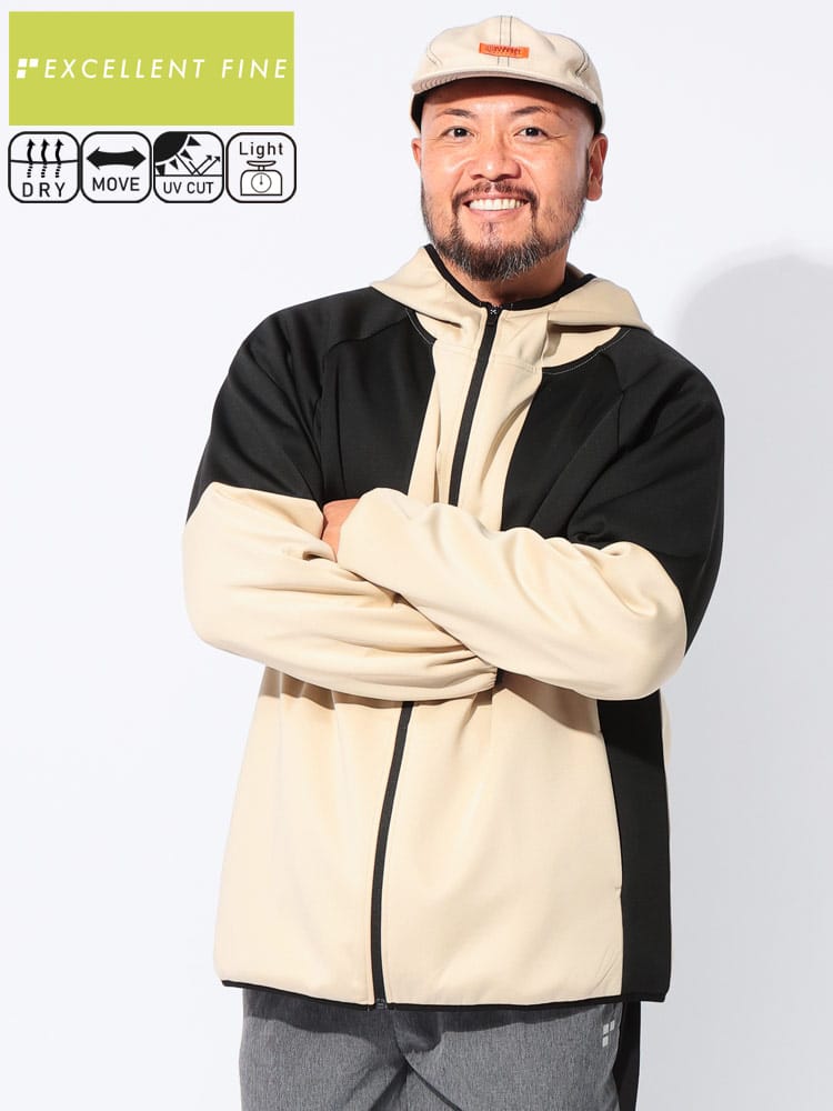 【WEB先行値下げ】フルジップ パーカー ストレッチ ライトポンチ アウター ジャケット フード ブルゾン スポーツ トレーニング 大きいサイズ メンズ