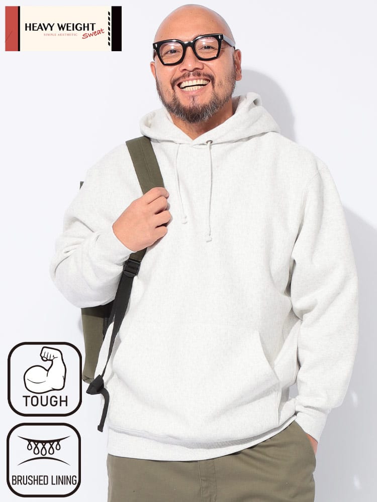 スウェットパーカー 裏起毛 ヘビーウェイト  プルオーバー トップス フード 無地 シンプル 秋 冬 大きいサイズ メンズ