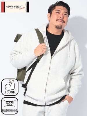 スウェット ジップパーカー ヘビーウェイト 厚手フルジップ トップス フード 無地 シンプル 裏起毛 大きいサイズ メンズ