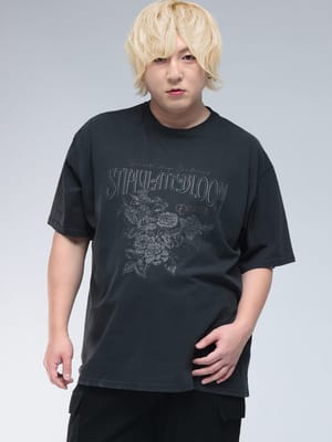 半袖 Tシャツ ピグメント加工 街フォトプリント クルーネック トップス 