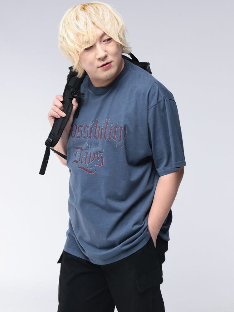 半袖 Tシャツ ピグメント加工 イングリッシュロゴプリント クルーネック トップス TEE プリントT 大きいサイズ メンズ 