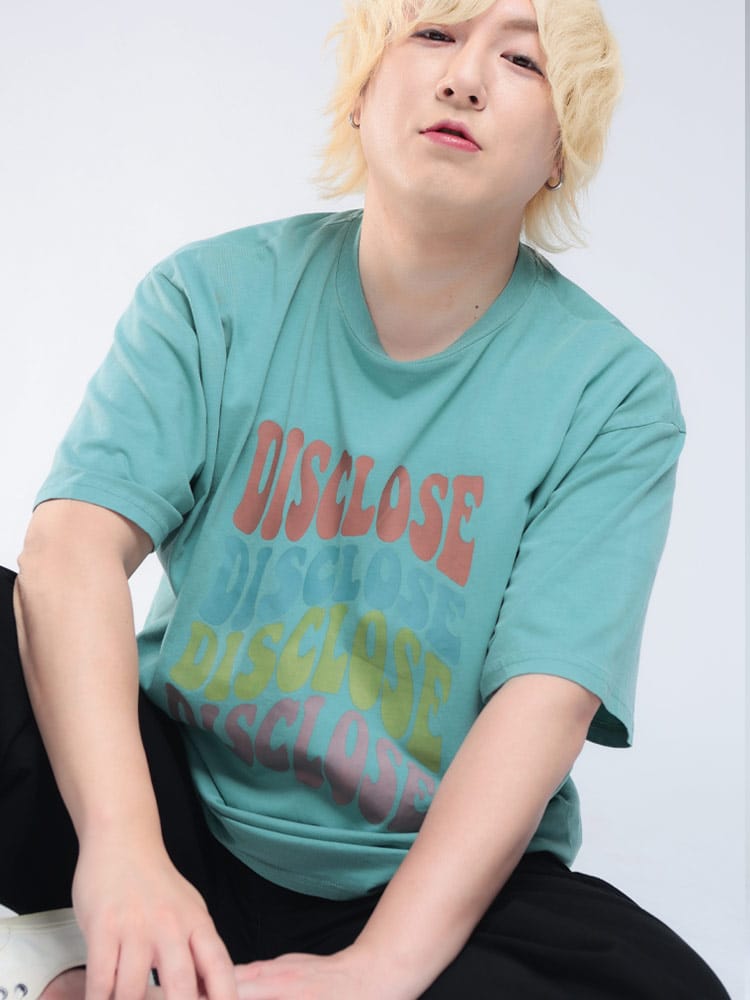半袖 Tシャツ ピグメント加工 ウェーブロゴプリント クルーネック トップス TEE プリントT 大きいサイズ メンズ 