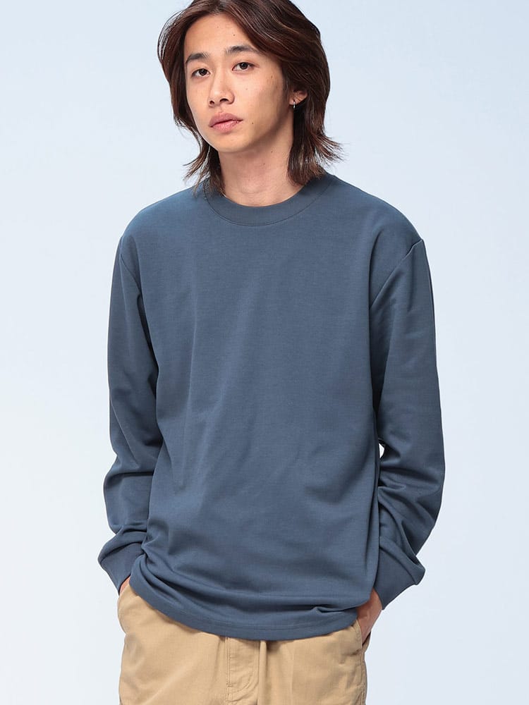 S＆SONS (エスアンドサンズ) +DRY プレーティング 無地 長袖 Tシャツ