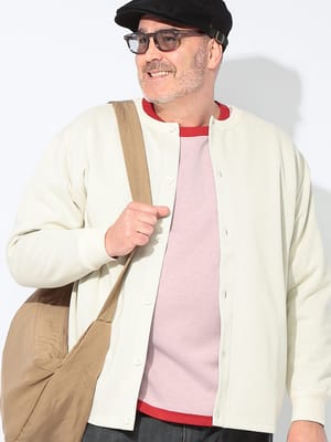 在庫処分 返品交換不可 長袖カーディガン Wフェイス クルーネック トップス 羽織 ボタン 春 秋 冬 大きいサイズ メンズ