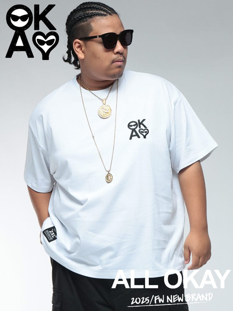 半袖Tシャツ ワンポイント刺繍 ビッグシルエット トップス 刺繍 大きいサイズ メンズ