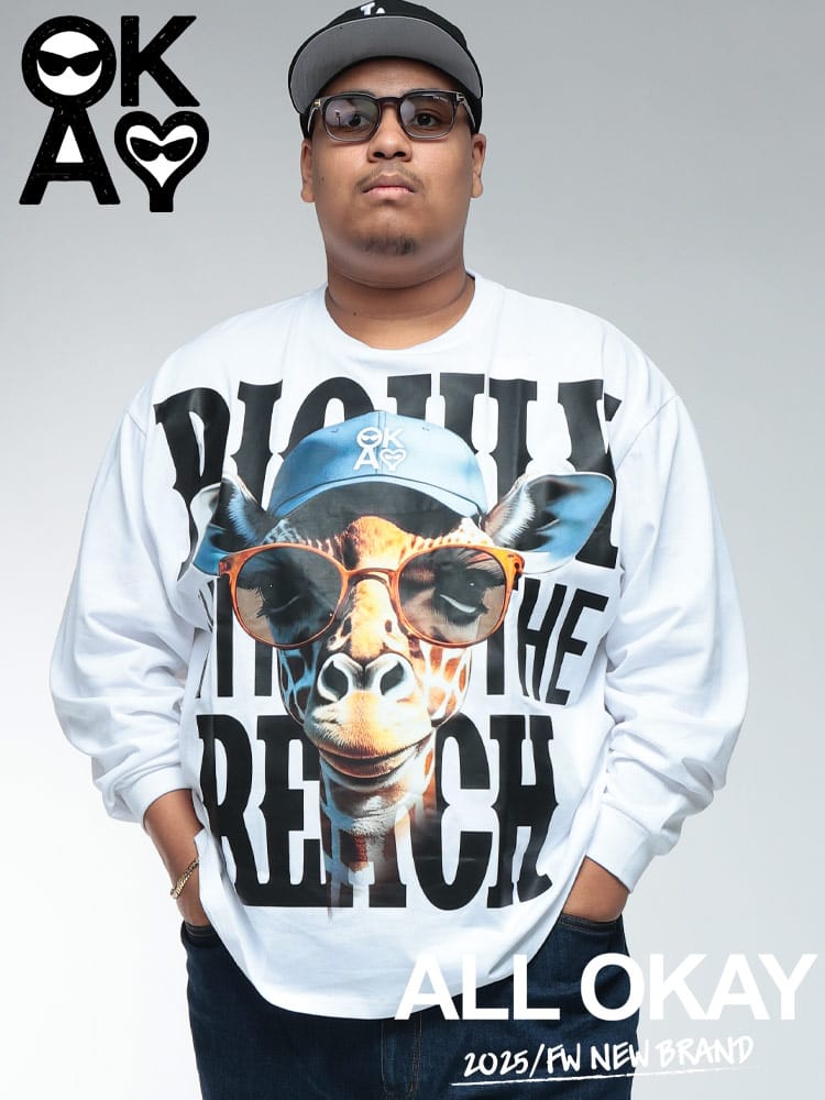 長袖Tシャツ ビッグプリント ワイドシルエット トップス ロンT 大きいサイズ メンズ