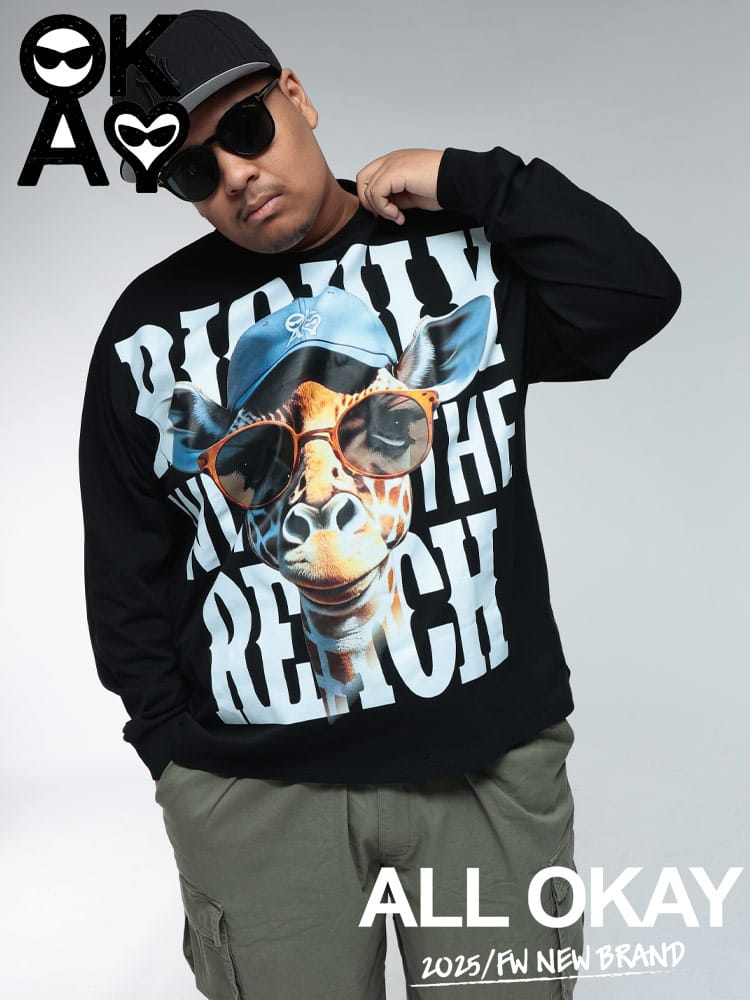 長袖Tシャツ ビッグプリント ワイドシルエット トップス ロンT 大きいサイズ メンズ