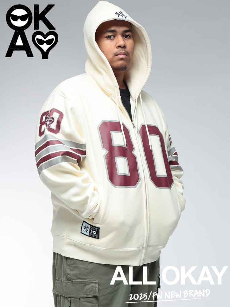 スウェットパーカー ナンバー プリント 裏起毛 フルジップ トップス フード 大きいサイズ メンズ