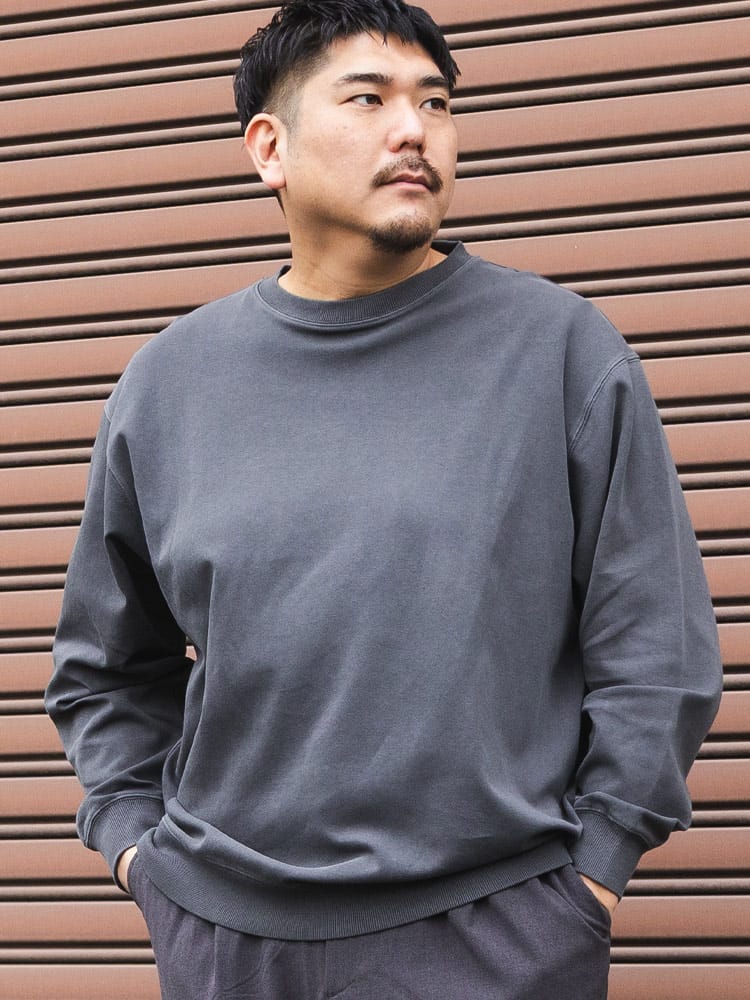 トレーナー ピグメントポンチ 無地 クルーネック トップス プルオーバー シンプル カラー 秋 冬 大きいサイズ メンズ