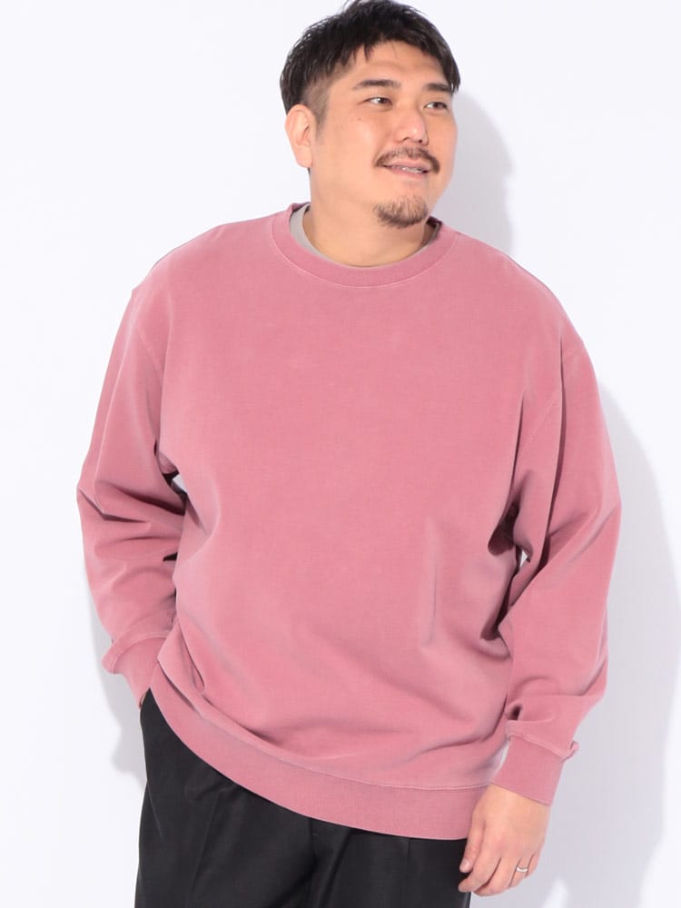 トレーナー ピグメントポンチ 無地 クルーネック トップス プルオーバー シンプル カラー 秋 冬 大きいサイズ メンズ