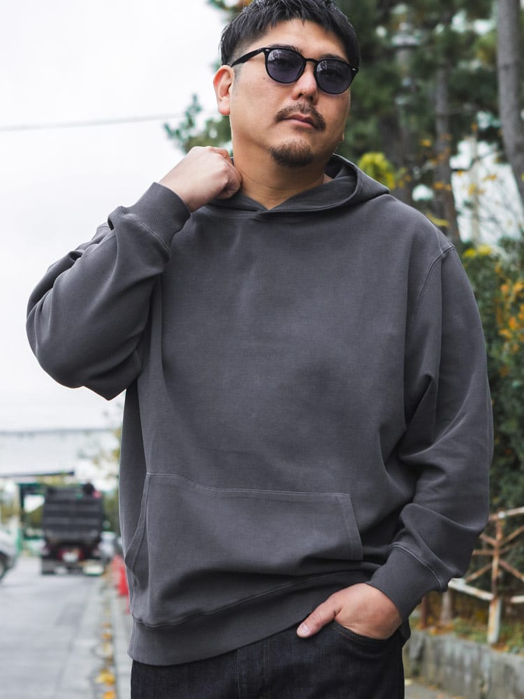 パーカー ピグメントポンチ 無地 プルオーバー トップス フード プルパーカー シンプル カラー 秋 冬 大きいサイズ メンズ