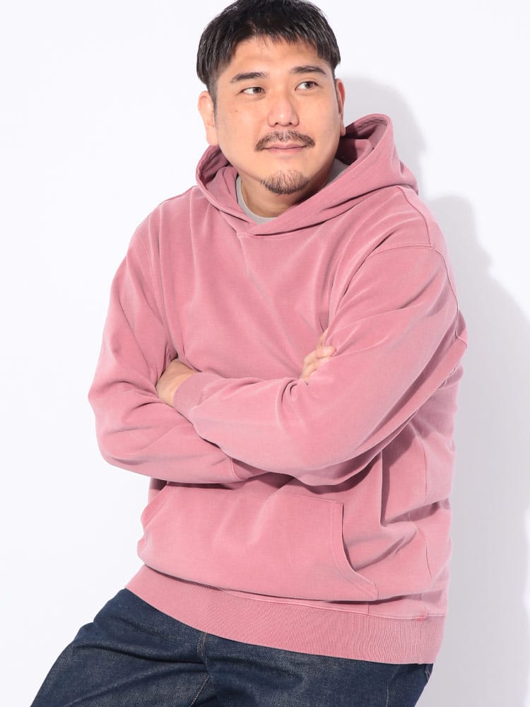 パーカー ピグメントポンチ 無地 プルオーバー トップス フード プルパーカー シンプル カラー 秋 冬 大きいサイズ メンズ