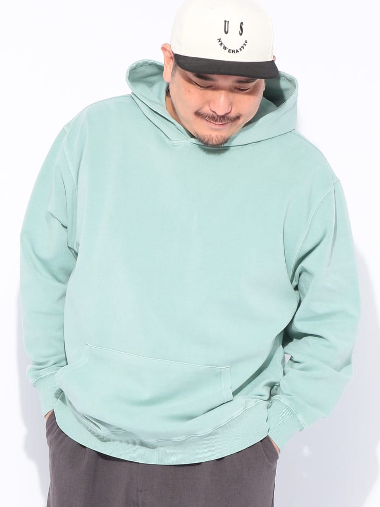 パーカー ピグメントポンチ 無地 プルオーバー トップス フード プルパーカー シンプル カラー 秋 冬 大きいサイズ メンズ