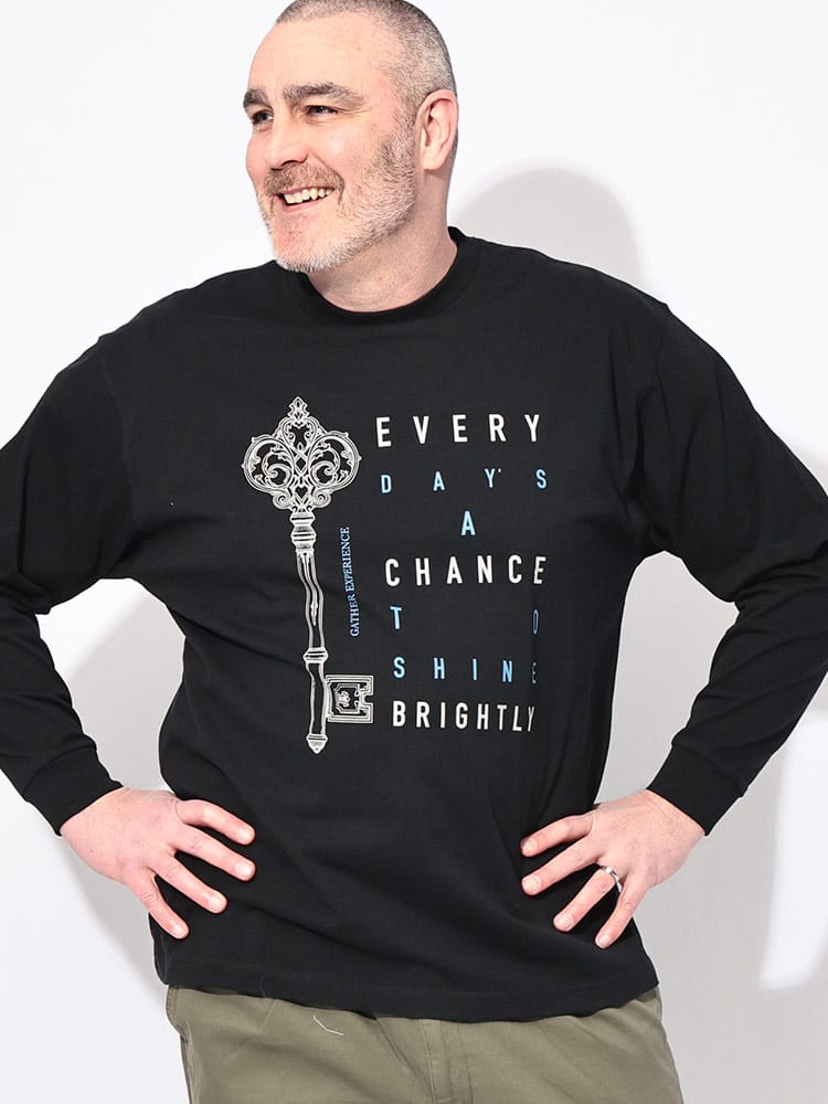 Tシャツ 長袖 メンズ 大きいサイズ ヘビー天竺 綿100％ モチーフプリント クルーネック トップス プリント タフ コットン ロンT