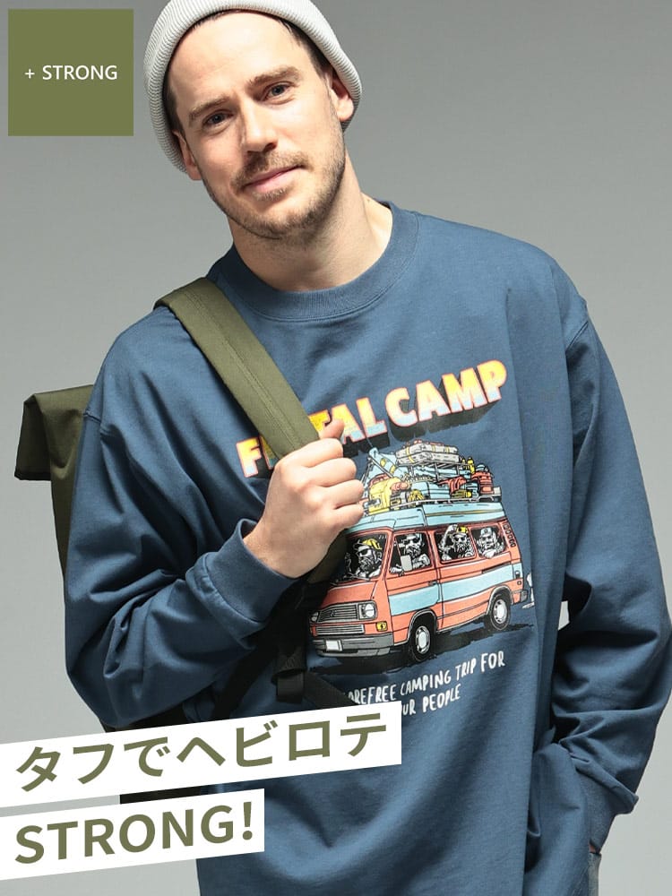 Tシャツ 長袖 メンズ 大きいサイズ 綿100％ ヘビー天竺 モチーフプリント クルーネック トップス カットソー プルオーバー プリント 春 秋 