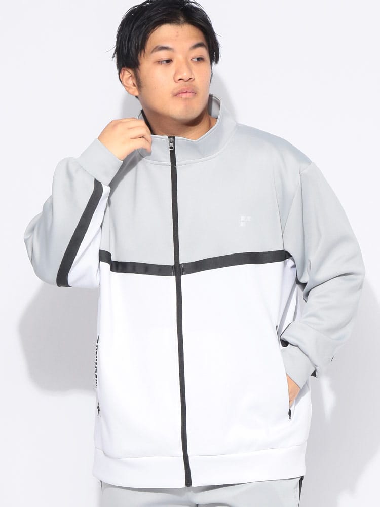 ジャケット メンズ 大きいサイズ UVカット ドライ ストレッチ ポンチ フルジップ ブルゾン アウター スタンド 切り替え 軽量 スポーツ トレーニング