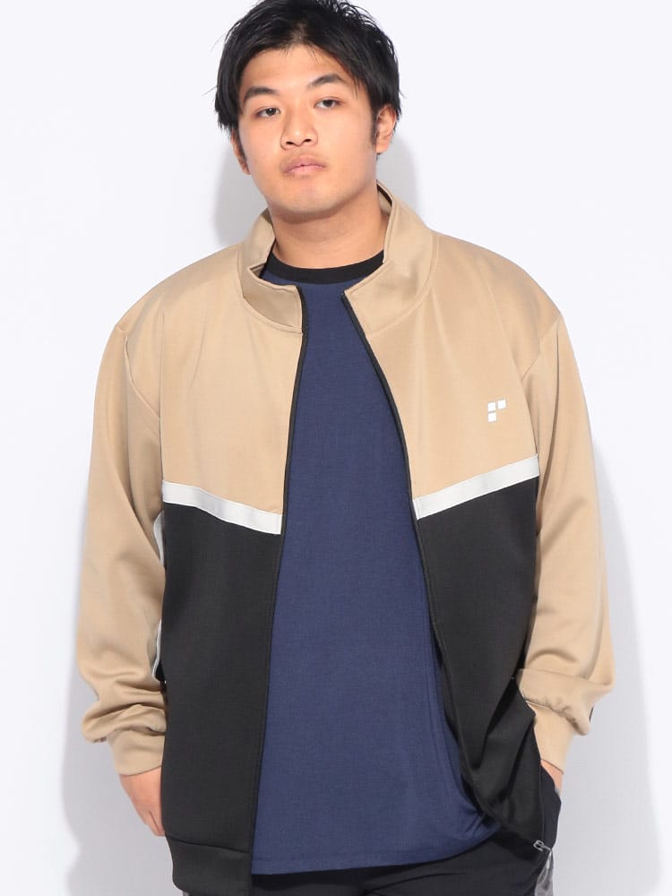 ジャケット メンズ 大きいサイズ UVカット ドライ ストレッチ ポンチ フルジップ ブルゾン アウター スタンド 切り替え 軽量 スポーツ トレーニング