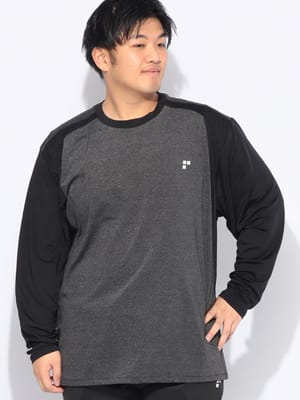 Tシャツ 長袖 メンズ 大きいサイズ UVカット ドライ ストレッチ ベア天竺 クルーネック カットソー トップス 軽量 ロンT スポーツ トレーニング