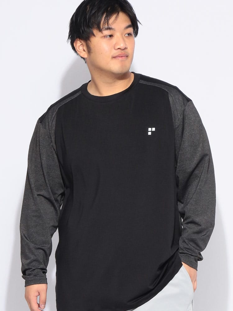 Tシャツ 長袖 メンズ 大きいサイズ UVカット ドライ ストレッチ ベア天竺 クルーネック カットソー トップス 軽量 ロンT スポーツ トレーニング