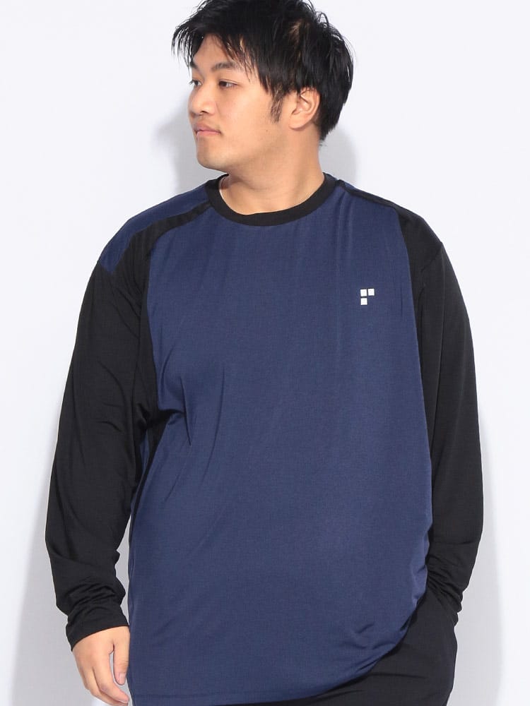 Tシャツ 長袖 メンズ 大きいサイズ UVカット ドライ ストレッチ ベア天竺 クルーネック カットソー トップス 軽量 ロンT スポーツ トレーニング