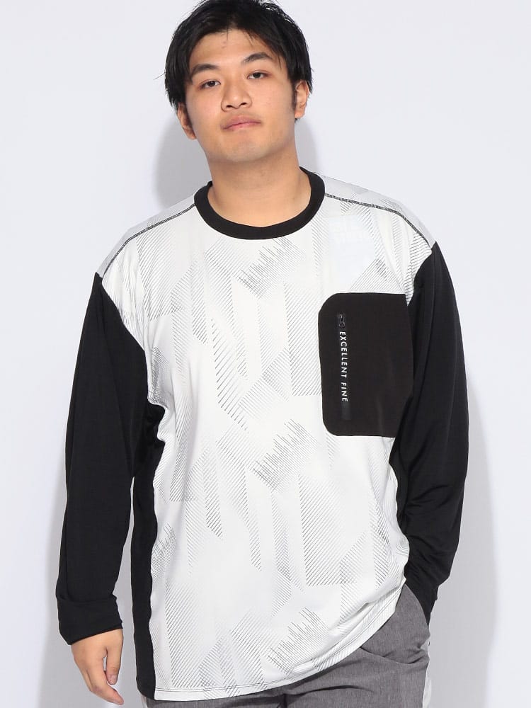 Tシャツ 長袖 メンズ 大きいサイズ UVカット ドライ ストレッチ ベア天竺 クルーネック カットソー トップス 軽量 ロンT スポーツ トレーニング