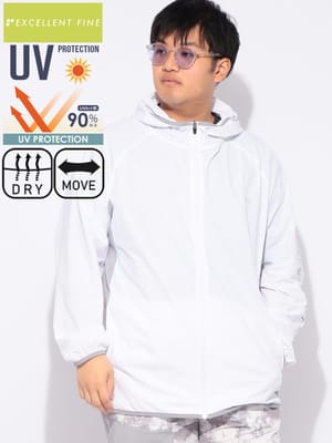 パーカー 長袖 ワンポイントロゴ メンズ 大きいサイズ ドライ ストレッチ UVカット フルジップ パーカー スポーツ アクティブ アウトドア ムーブ