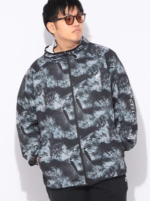 パーカー 長袖 総柄 メンズ 大きいサイズ ドライ ストレッチ UVカット フルジップ パーカー スポーツ アクティブ アウトドア ムーブ