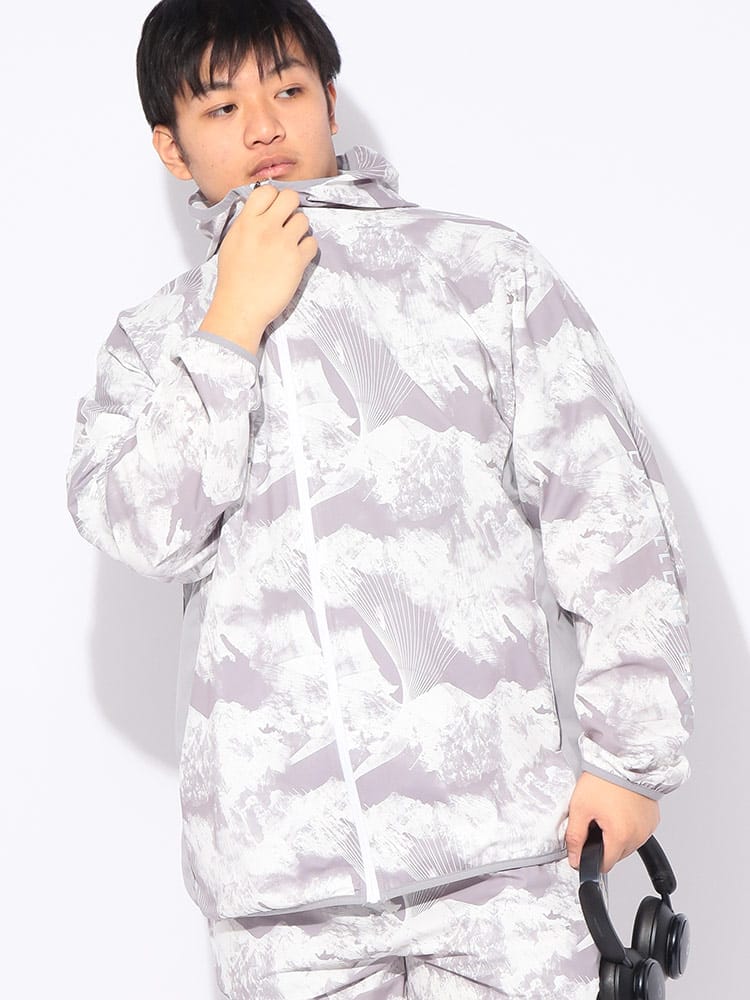 パーカー 長袖 総柄 メンズ 大きいサイズ ドライ ストレッチ UVカット フルジップ パーカー スポーツ アクティブ アウトドア ムーブ