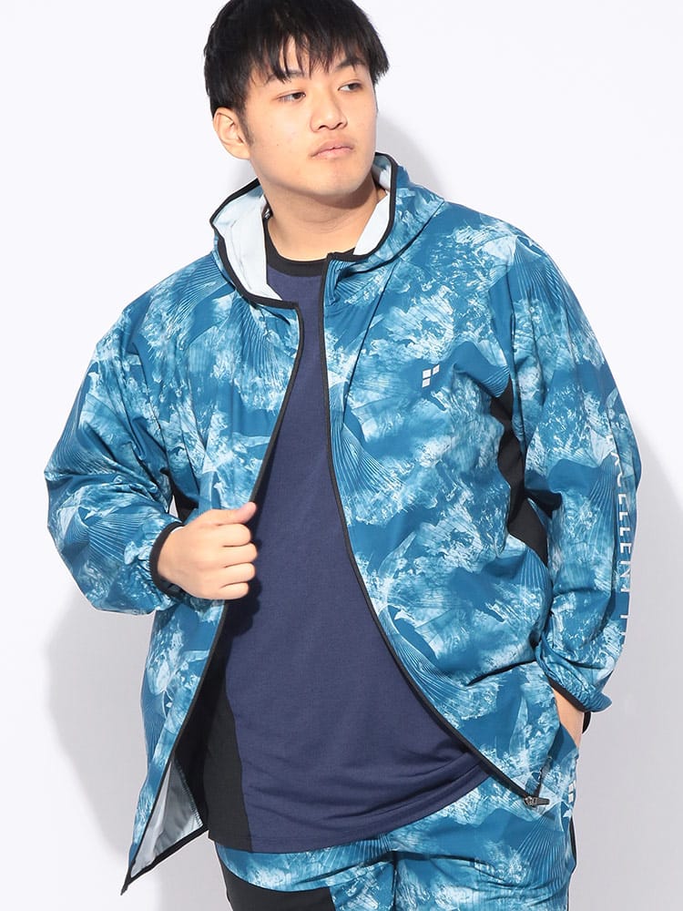 パーカー 長袖 総柄 メンズ 大きいサイズ ドライ ストレッチ UVカット フルジップ パーカー スポーツ アクティブ アウトドア ムーブ