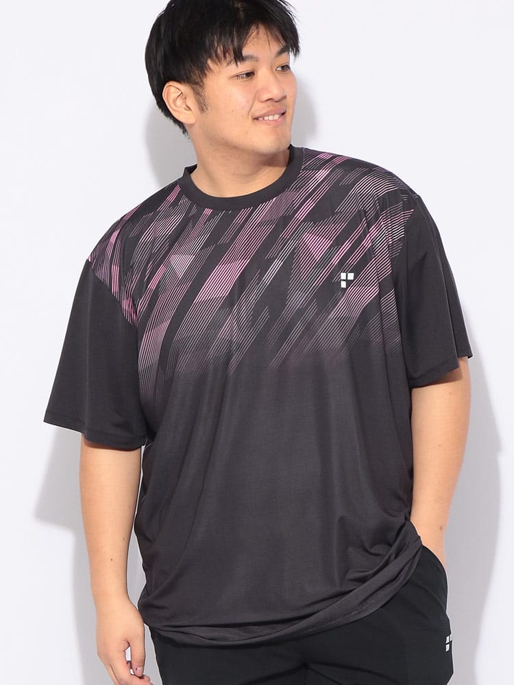 Tシャツ 半袖 グラデーション メンズ 大きいサイズ 接触冷感 ドライ ストレッチ UVカット クルーネック カットソー スポーツ アクティブ アウトドア ムーブ