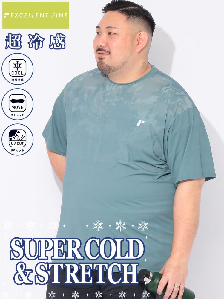 Tシャツ 半袖 メンズ 大きいサイズ 超冷感 ベア天竺 グラデーション クルーネック カットソー トップス スポーツ トレーニング 涼しい 春 夏