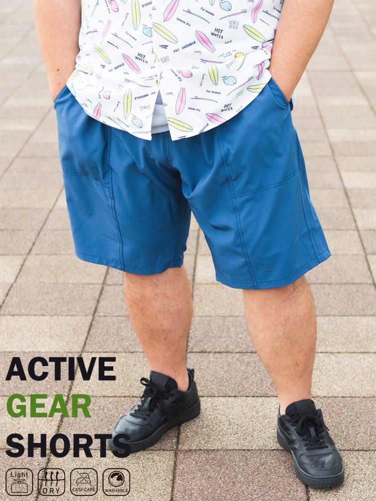ショートパンツ メンズ 大きいサイズ ACTIVE GEAR ストレッチ 軽量 ドライ 無地 ショーツ ボトムス パンツ スポーツ アウトドア 春 夏