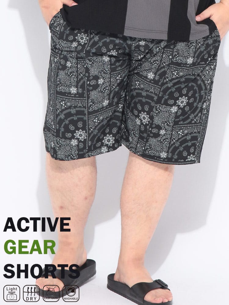 【期間限定/WEB限定価格】ショートパンツ メンズ 大きいサイズ ACTIVE GEAR ストレッチ 軽量 ドライ 総柄 ショーツ ボトムス パンツ スポーツ アウトドア 春 夏
