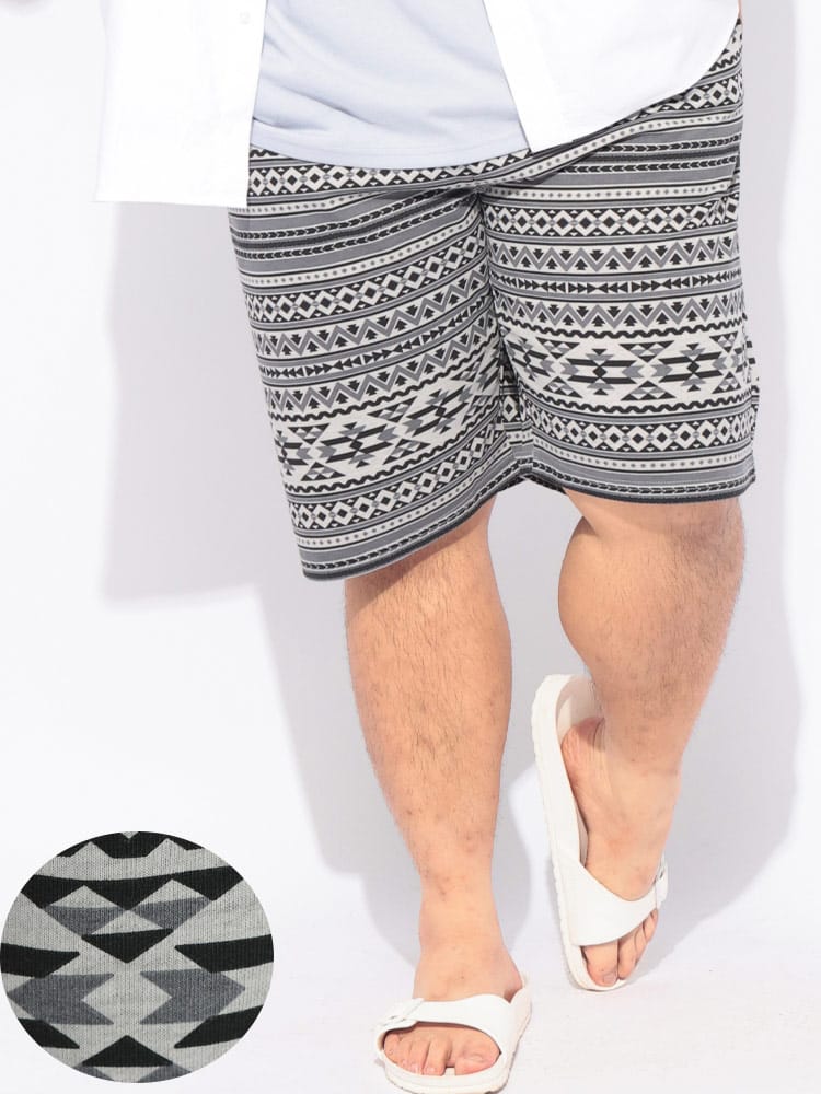 【期間限定/WEB限定価格】ショート パンツ スウェット メンズ 大きいサイズ ミニ裏毛 総柄 ショートパンツ ボトムス ハーフパンツ 短パン 柄  部屋着 春 夏