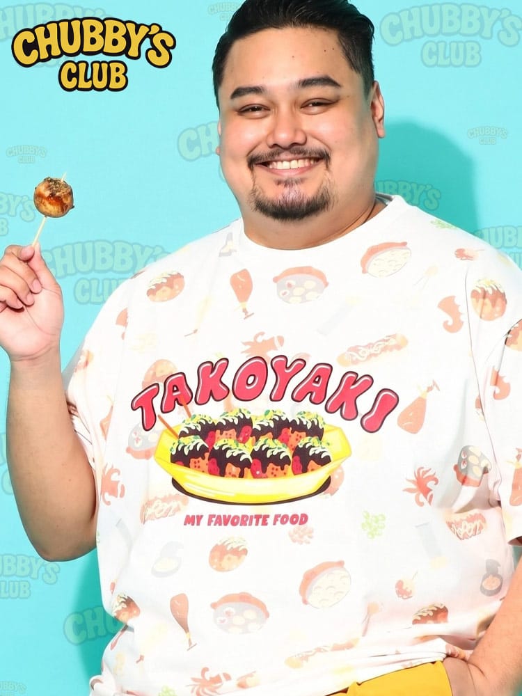 Tシャツ 半袖 メンズ 大きいサイズ たこ焼き総柄プリント クルーネック カットソー トップス コットン 綿 丸首 柄 部屋着 ルームウェア 春 夏