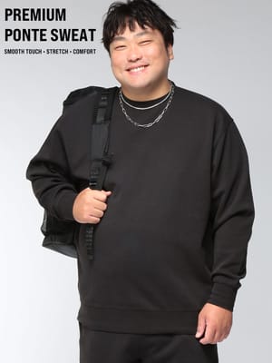 スウェット トレーナー PREMIUM SWEAT 無地 長袖 トップス ゆったり シンプル カジュアル 伸びる ポンチ生地