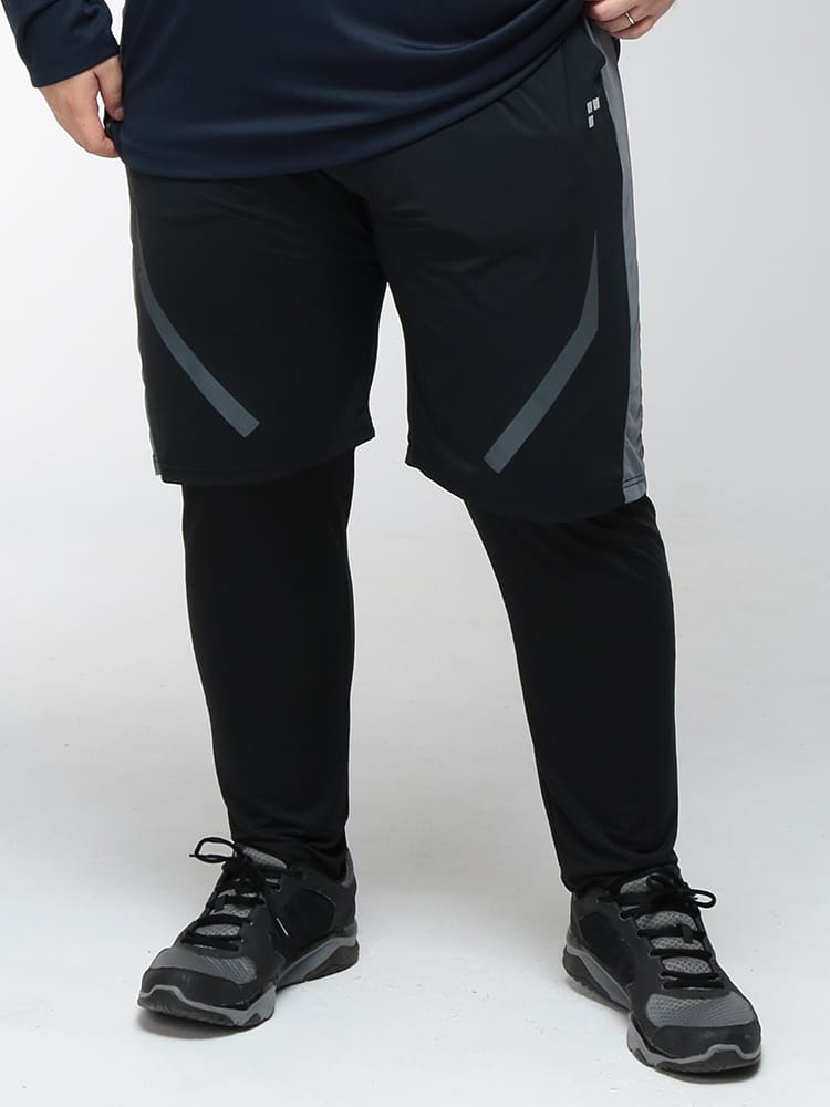 スポーツタイツ メンズ 大きいサイズ ストレッチ DRY 前閉じ ベア天竺 ロングタイツ ボトムス ロングスパッツ アンダーウェア スポーツ トレーニング