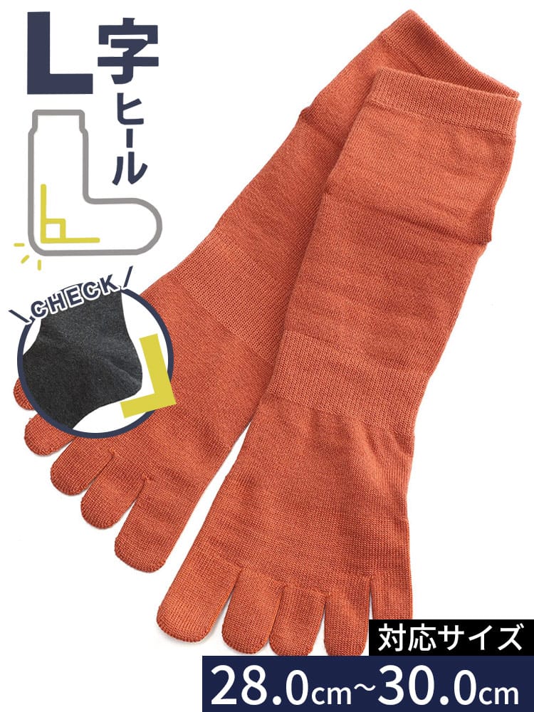 大きいサイズ メンズ B＆T CLUB ビーアンドティークラブ L字ヒール 5本指 ソックス