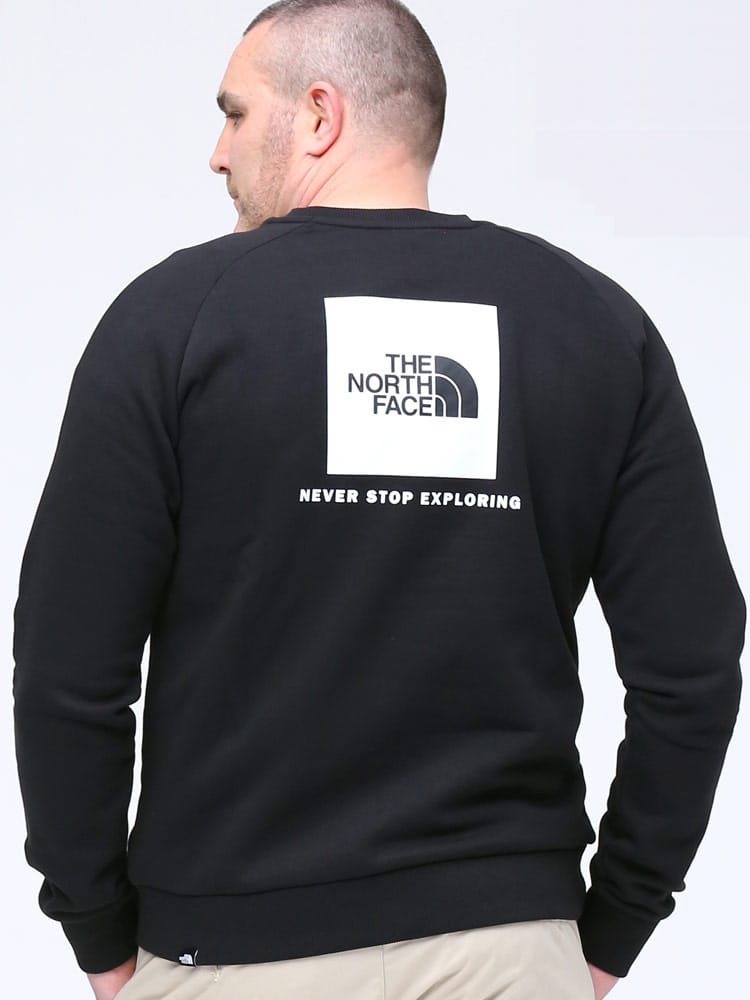 大きいサイズ メンズ THE NORTH FACE (ザ ノースフェイス) 裏起毛 バックBOXロゴ クルーネック トレーナー RAGLAN REDBOX CREW