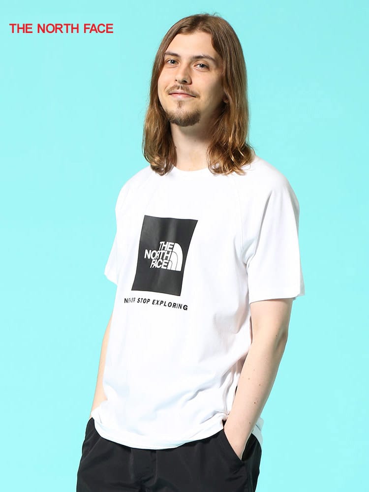 THE NORTH FACE (ザ ノースフェイス) BOXロゴ クルーネック 半袖 Tシャツ SS RAGLAN REDBOX TEE EU
